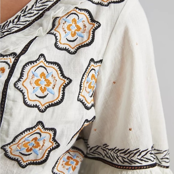 Anthropologie Sequined Embroidered Blouse size 6 - Picture 5 of 16